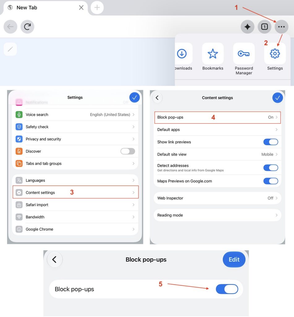 Screenshot of Chrome setting